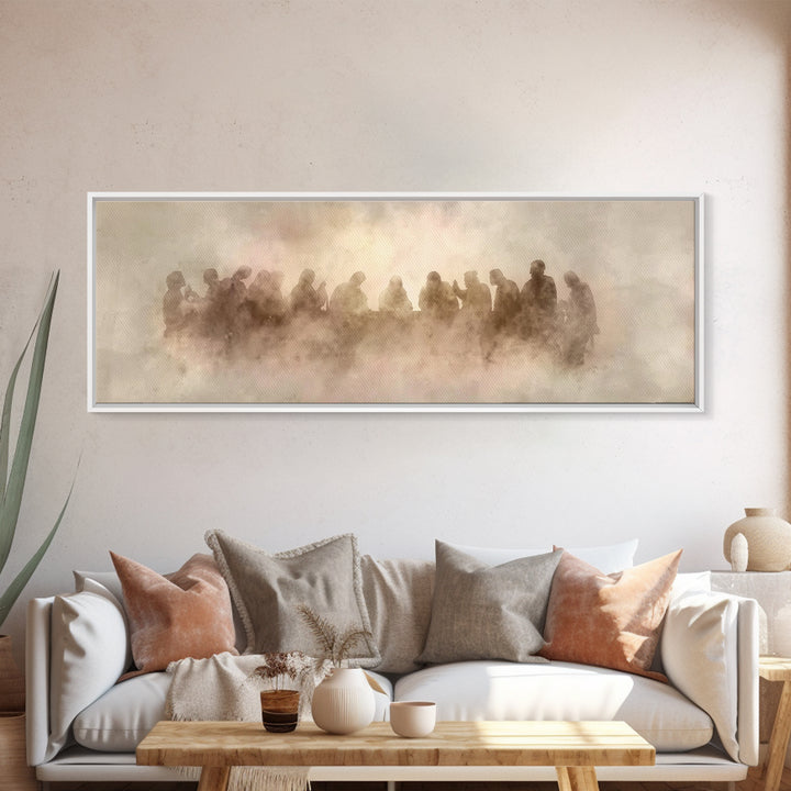 Apostles In Glory, Framed Canvas Print, Christian Art Print, Jesus Painting Canvas, Panoramic Art, Modern Christian Painting, Christian Wal