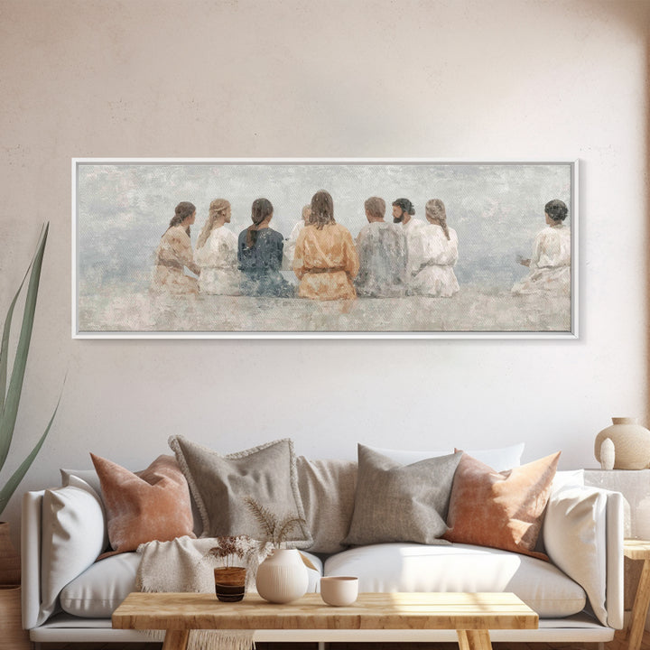 Hallowed Fellowship Peace, Framed Canvas Print, Christian Wall Art, Modern Christian Art, Panoramic Frame, Jesus Art Print, Christian Gift