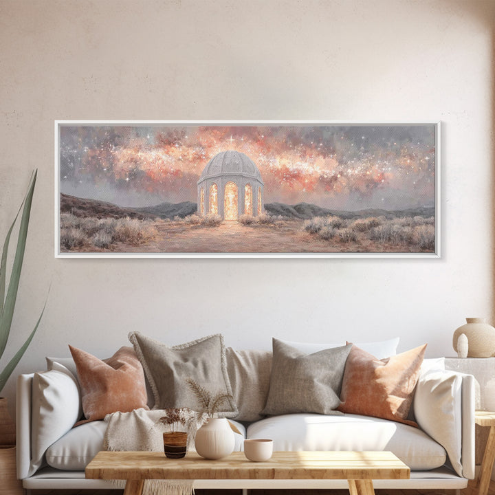 Starlit Sanctuary, Framed Canvas Print, Panoramic Print, Christian Wall Art, Christian Art Canvas, Christmas Art, Jesus Painting