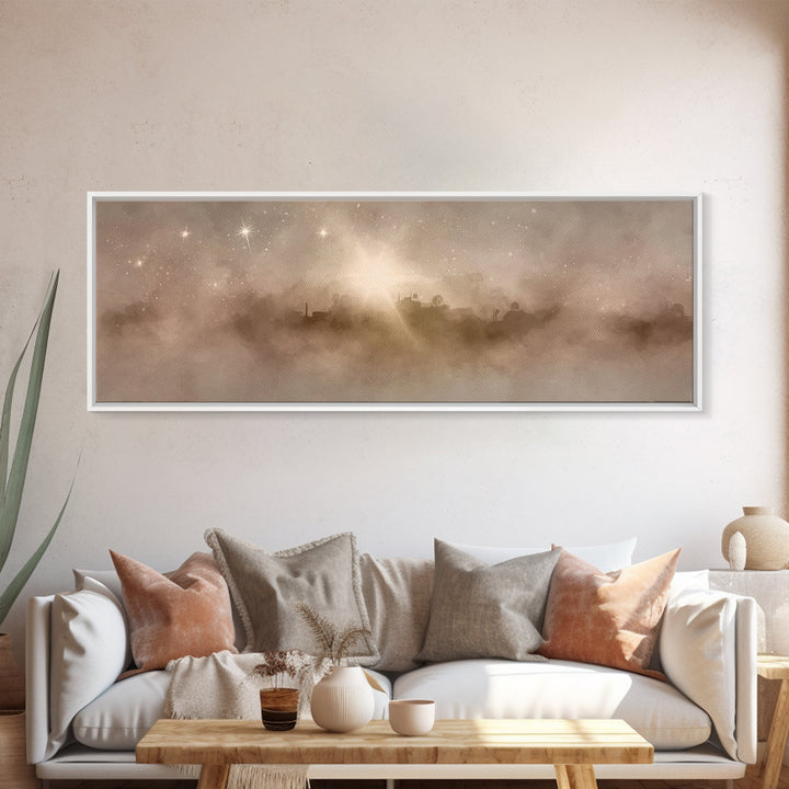 Desert Chapel Sky - Framed Canvas Print - Panoramic Wall Art - Christian Art Canvas - Christian Wall Art - Jesus Painting - Christmas Art