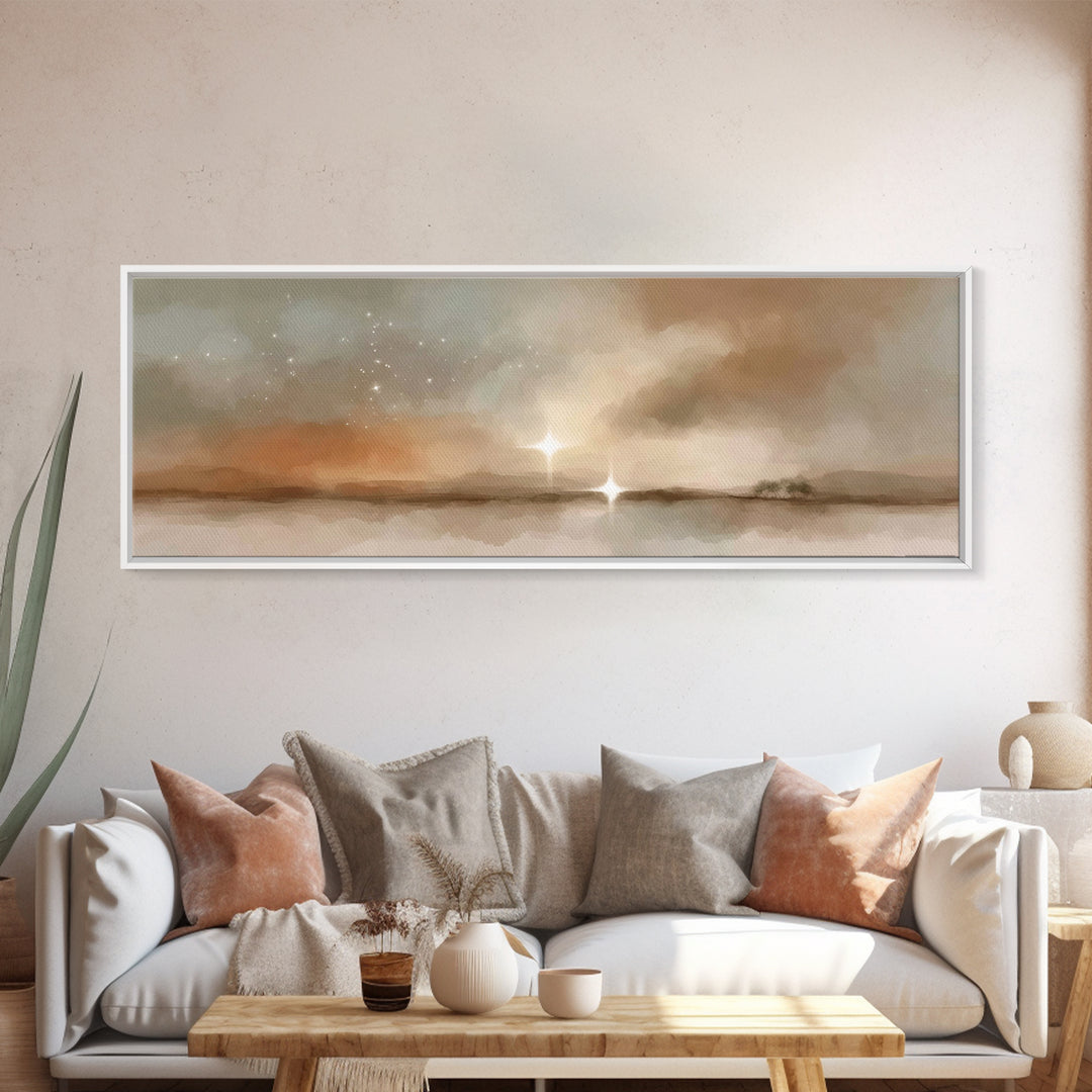 Bethlehem Horizon Light | Framed Canvas Print | Panoramic Painting | Christian Wall Art | Christian Art Canvas | Christmas Art | Jesus Pain