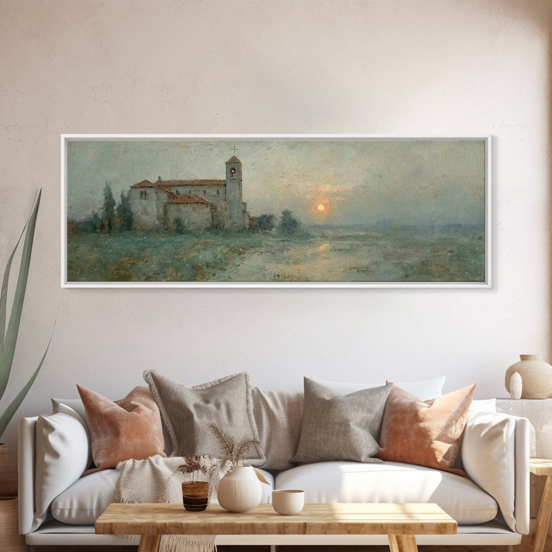 Saintly Evening Calm – Framed Canvas Print – Panoramic Art – Christian Wall Art – Christian Art Canvas – Christmas Art – Christian Painting