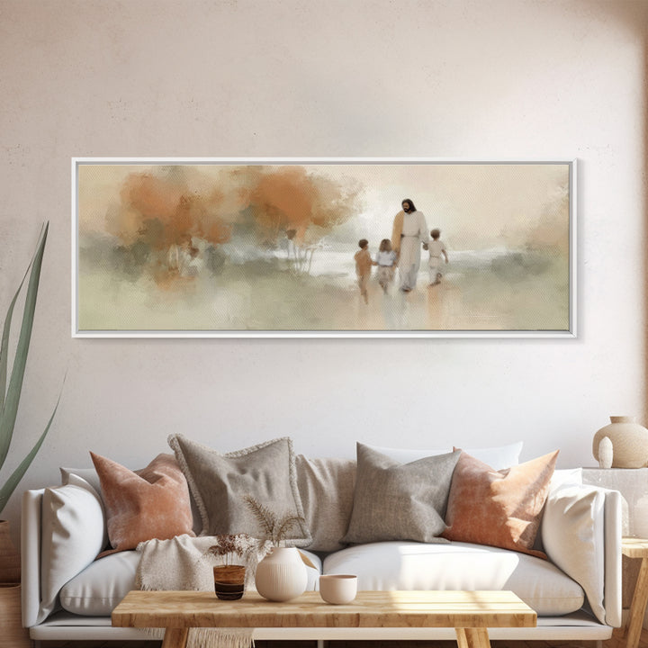 Children Of Grace – Framed Canvas Print – Panoramic Wall Art – Christian Art Canvas – Christian Art – Jesus Painting – Christian Decor
