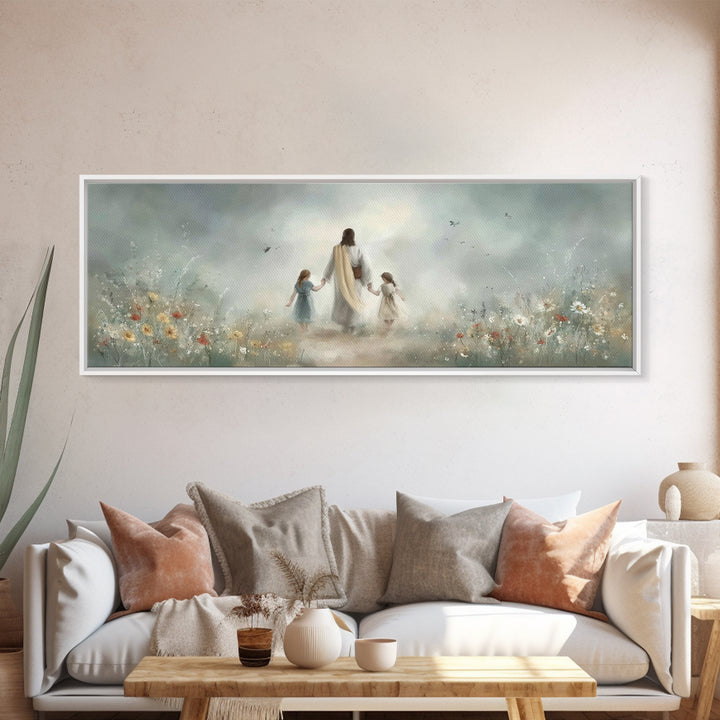 Pathway Of Peace, Framed Canvas Print, Christian Art Canvas, Jesus Painting, Christian Wall Art, Panoramic Wall Art, Christian Christmas Ar