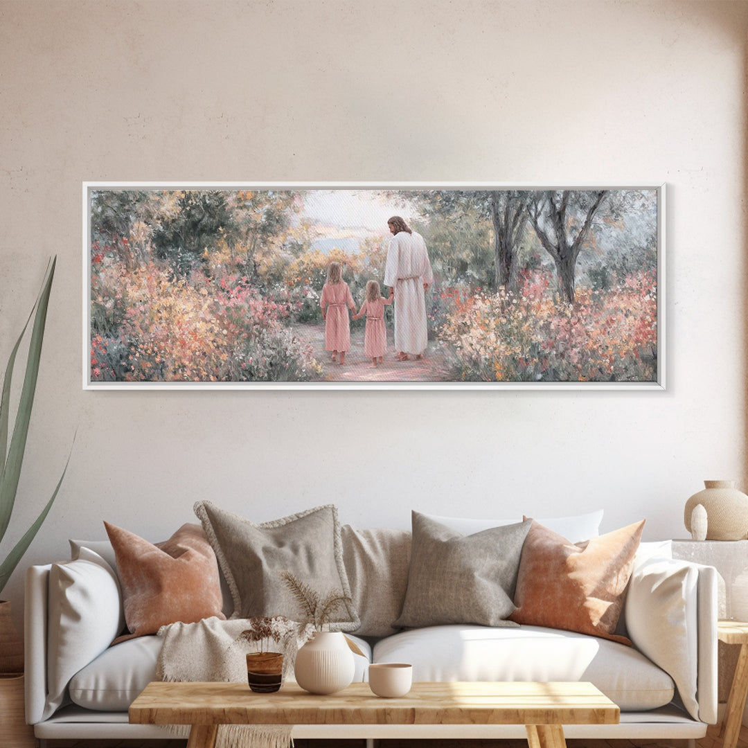 Shepherds At Night – Framed Canvas Print – Christmas Art – Christian Wall Art – Panoramic Art – Christian Art Canvas – Christian Christmas