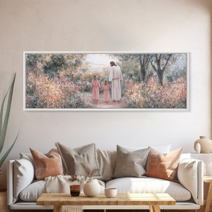 Shepherds At Night – Framed Canvas Print – Christmas Art – Christian Wall Art – Panoramic Art – Christian Art Canvas – Christian Christmas