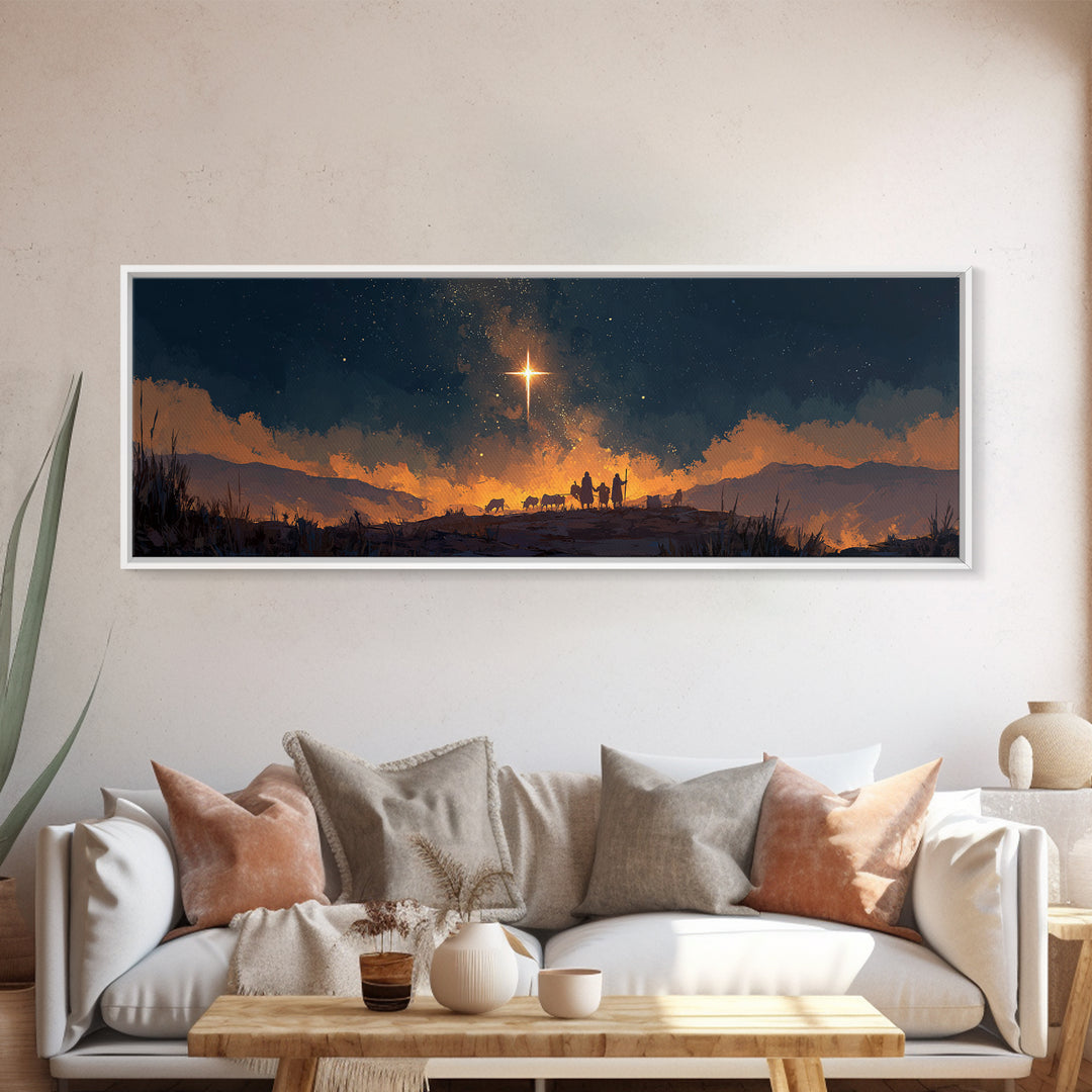 Holy Night Horizon | Framed Canvas Print | Christian Wall Art | Panoramic Painting | Christmas Art | Christian Art Canvas | Christian Chris