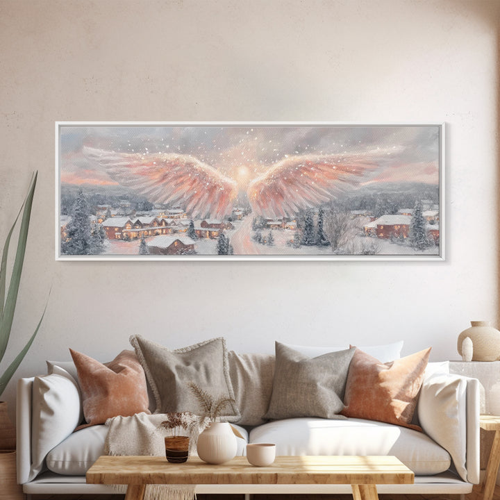 Angel Of Peace – Framed Canvas Print – Christian Wall Art – Panoramic Frame – Christian Art Print – Christmas Art – Christian Decorations