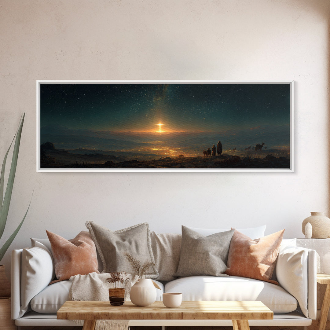 Eternal Dawn Cross – Framed Canvas Print – Panoramic Art – Christian Wall Art – Christmas Art – Christian Art Canvas – Christian Christmas