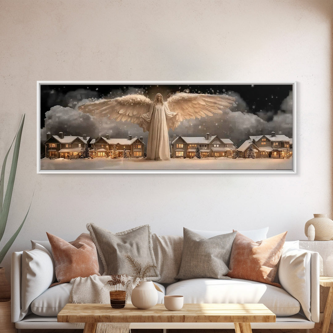 Wings Of Dawn, Framed Canvas Print, Christian Art Canvas, Panoramic Painting, Christmas Art, Christian Art Gift, Unique Christian Art