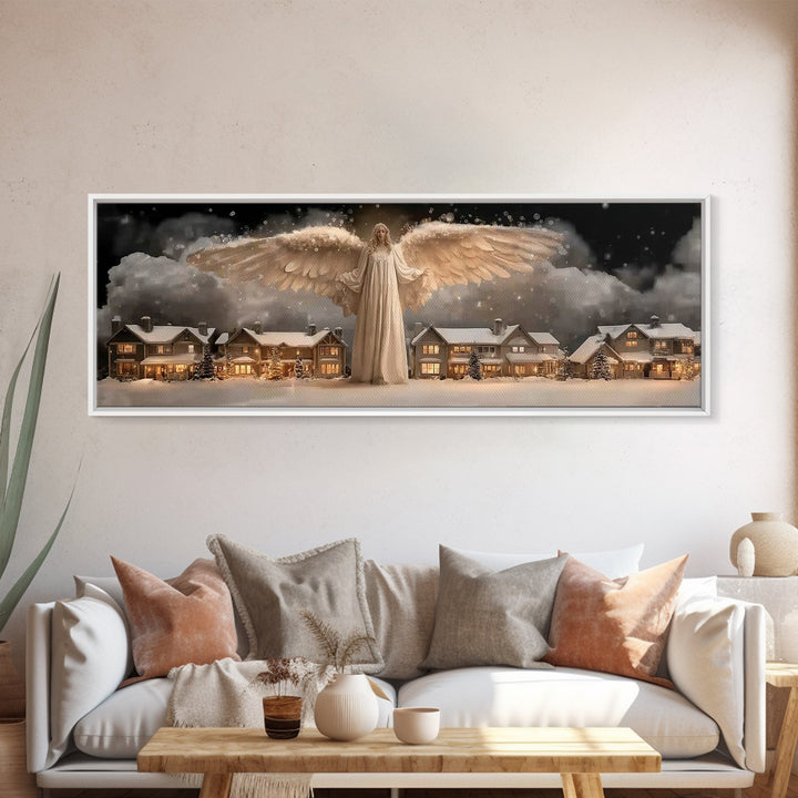 Wings Of Dawn, Framed Canvas Print, Christian Art Canvas, Panoramic Painting, Christmas Art, Christian Art Gift, Unique Christian Art
