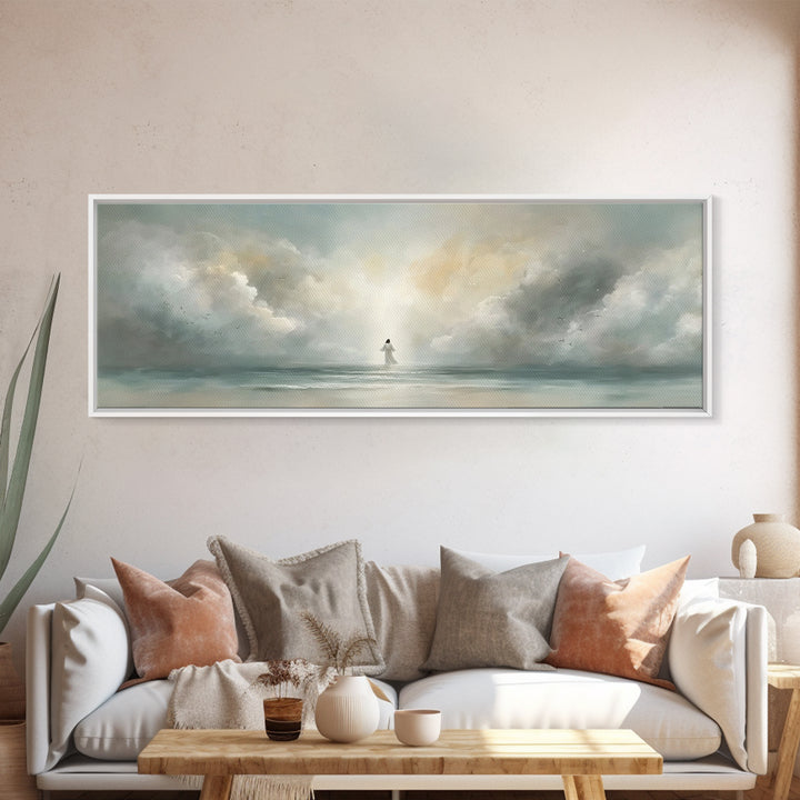 Harbor Of Calling, Framed Canvas Print, Christian Art Canvas, Christian Wall Art, Panoramic Wall Art, Jesus Painting, Christmas Art