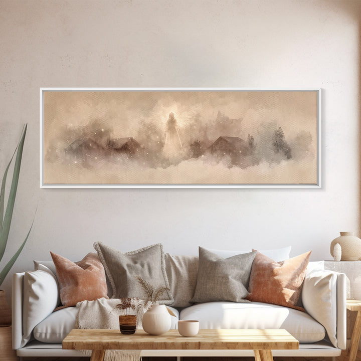 Heavenly Guardian | Framed Canvas Print | Christian Wall Art | Panoramic Art | Christian Art Canvas | Christmas Art | Christian Decor For H
