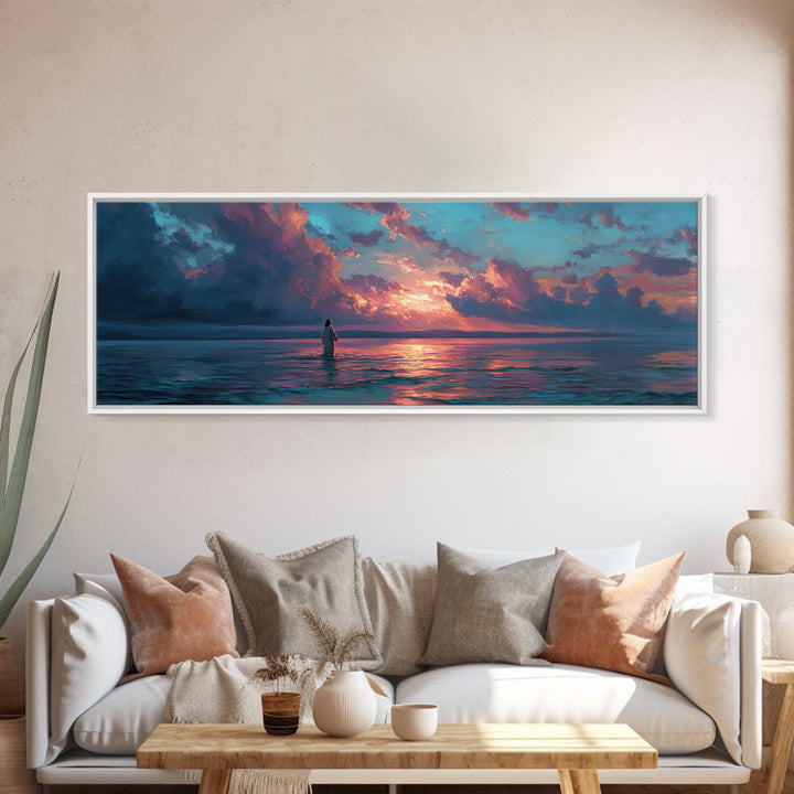 Glory In The Clouds – Framed Canvas Print – Panoramic Art – Christian Wall Art – Jesus Painting – Christian Art Canvas – Christmas Art