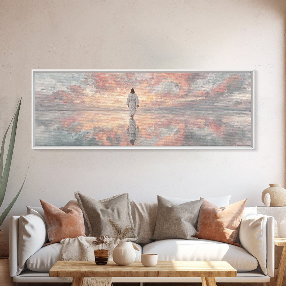 Heaven’s Gentle Dawn | Framed Canvas Print | Panoramic Painting | Christian Art Canvas | Jesus Painting | Christian Wall Art | Christmas Ar