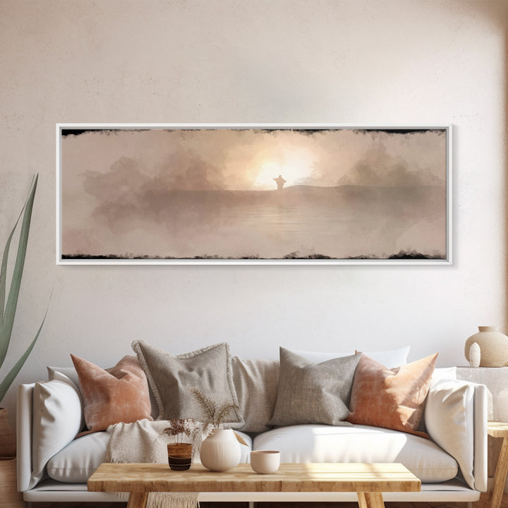 Light Of Grace, Framed Canvas Print, Panoramic Wall Art, Christian Art Canvas, Christian Wall Art, Jesus Painting, Christmas Art