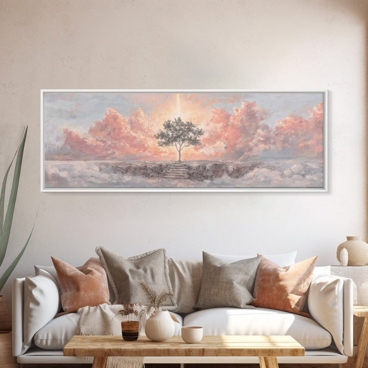 Radiant Ocean Glory | Framed Canvas Print | Panoramic Art | Christian Art Canvas | Jesus Painting | Christian Wall Art | Christmas Art
