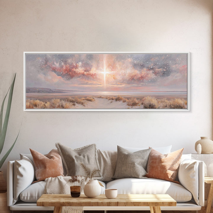 Desert Grace Light, Framed Canvas Print, Christian Art Canvas, Christian Wall Art, Panoramic Wall Art, Christmas Art, Christian Decor