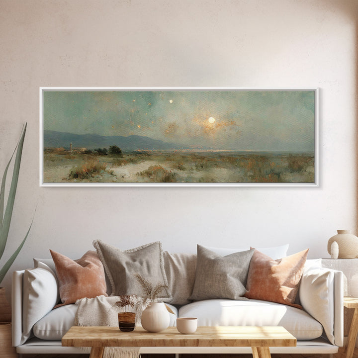 Holy Night Horizon – Framed Canvas Print – Christian Art – Christmas Wall Art – Panoramic Painting – Christian Decorations – Christian Art