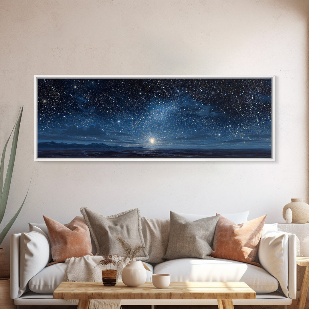 Night Of Wonder | Framed Canvas Print | Christian Christmas Art | Panoramic Art | Christian Art Canvas | Christmas Wall Art | Christian Dec