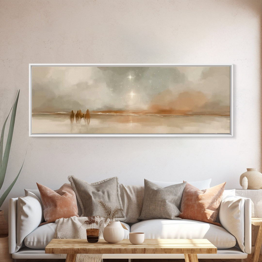 Star of the East, Framed Canvas Print, Christian Art Canvas, Panoramic Frame, Christmas Art, Christian Wall Art, Jesus Painting, Christian