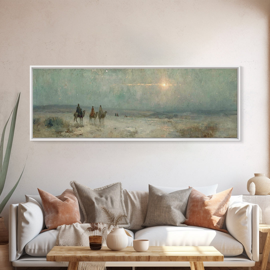 Three Kings Ascent – Framed Canvas Print – Christian Wall Art – Panoramic Art – Christmas Art – Christian Art Canvas – Jesus Painting – Chr