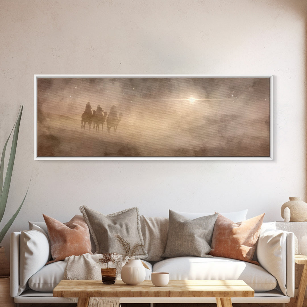 Radiant Dawn Path | Framed Canvas Print | Christian Art Canvas | Panoramic Painting | Christian Wall Art | Christmas Art | Jesus Painting |