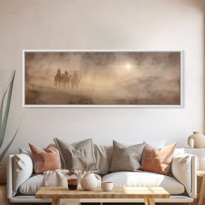 Radiant Dawn Path | Framed Canvas Print | Christian Art Canvas | Panoramic Painting | Christian Wall Art | Christmas Art | Jesus Painting |