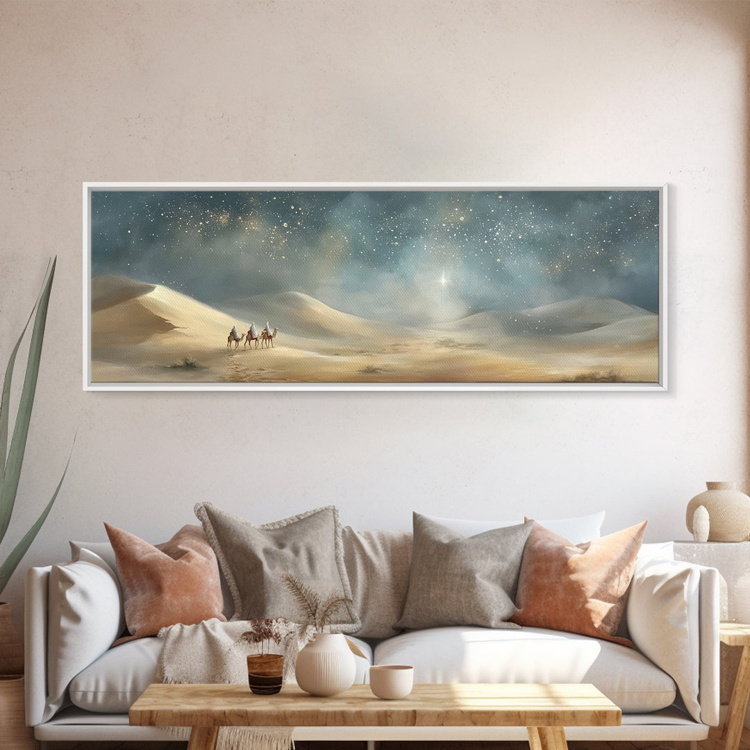 Desert Light Voyage – Framed Canvas Print – Christian Art Canvas – Panoramic Print – Christian Wall Art – Christmas Art – Jesus Painting –