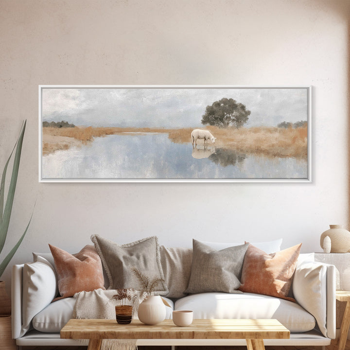 Shepherd’s Quiet Light | Framed Canvas Print | Christian Wall Art | Panoramic Art | Christian Art Canvas | Christmas Art | Jesus Painting |