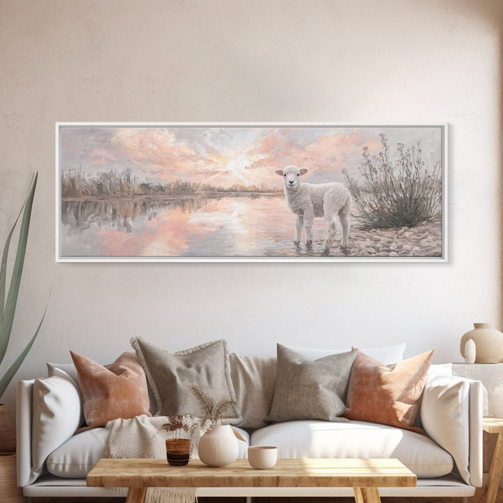 Morning Peace, Framed Canvas Print, Panoramic Art, Christian Wall Art, Christian Art Canvas, Christian Art, Christian Gift, Christian Paint