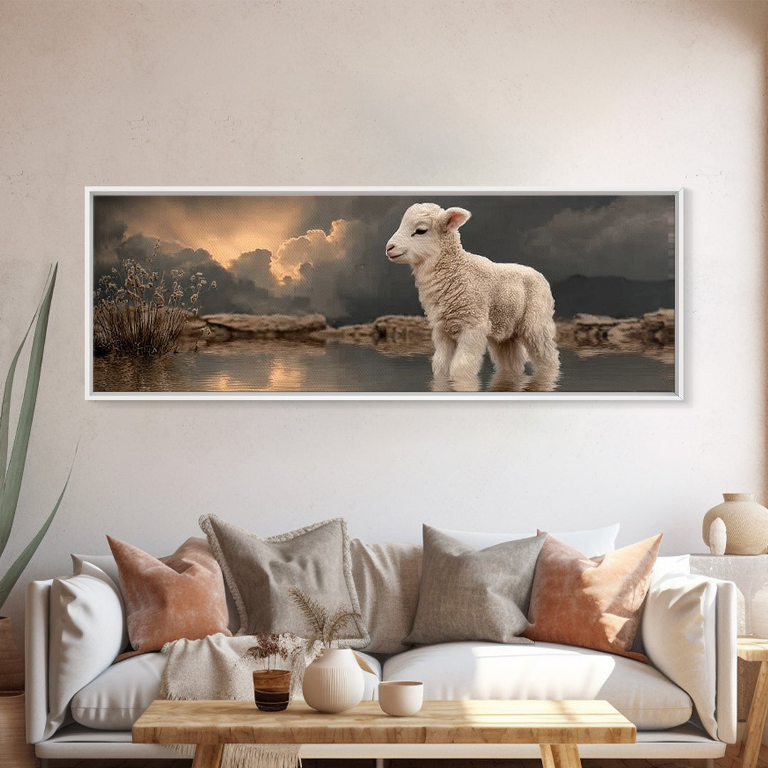 Lamb Of Dawn – Framed Canvas Print – Panoramic Print – Christian Wall Art – Christian Art Canvas – Christian Art – Christian Gift – Christi