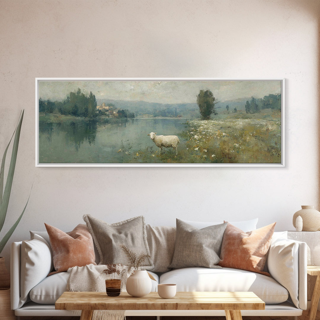 Pasture Of Grace, Framed Canvas Print, Panoramic Frame, Christian Art, Christian Wall Art, Christian Art Canvas, Christian Gift, Christian