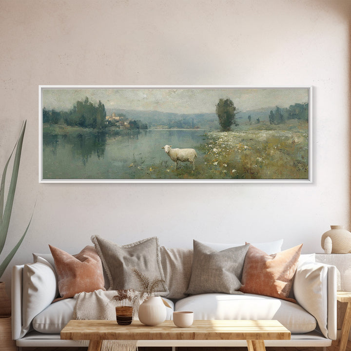Pasture Of Grace, Framed Canvas Print, Panoramic Frame, Christian Art, Christian Wall Art, Christian Art Canvas, Christian Gift, Christian