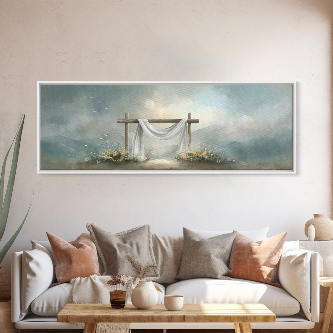 Dawn Of Mercy – Framed Canvas Print – Panoramic Wall Art – Christian Wall Art – Christian Art Canvas – Jesus Painting – Christian Decor