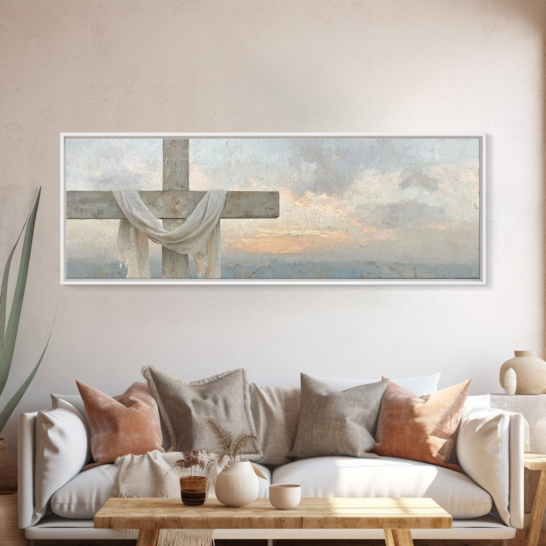 Grace In Bloom, Framed Canvas Print, Panoramic Art, Christian Art Print, Modern Christian Art, Christian Painting, Christmas Art