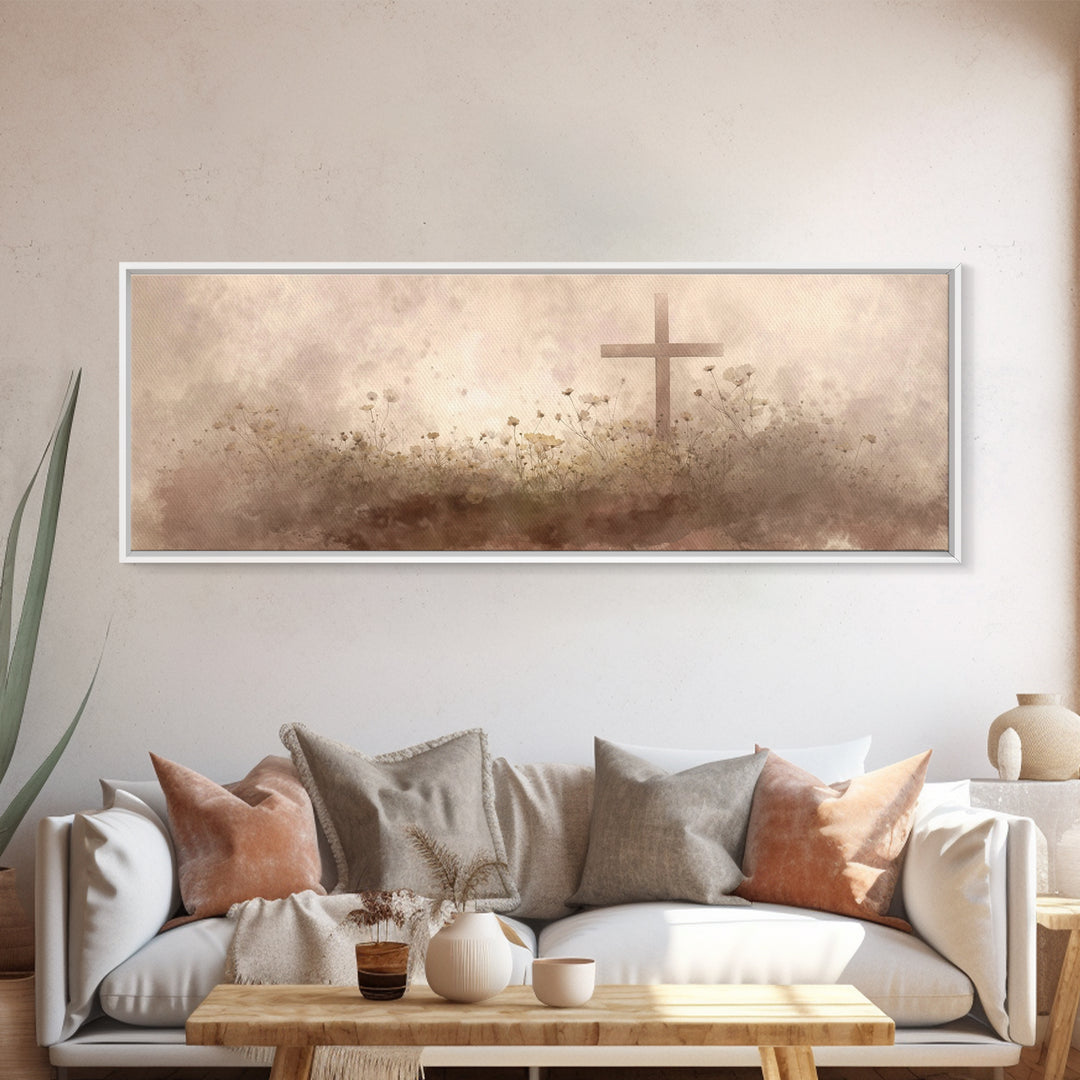 Morning Of Stillness – Framed Canvas Print – Panoramic Frame – Christian Art Canvas – Subtle Christian Paintings – Christian Decor – Jesus