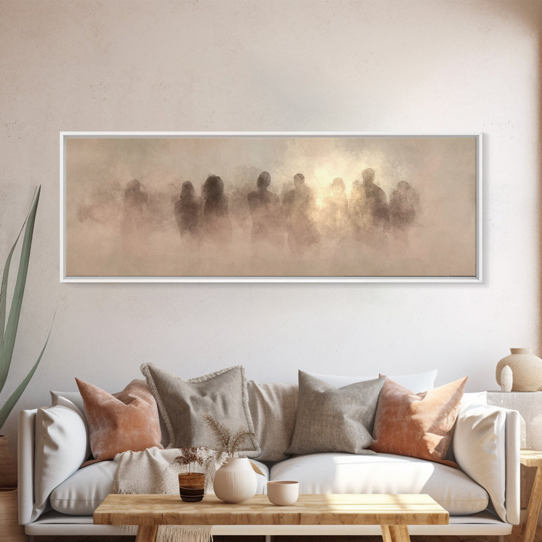 Clouds Of Witnesses | Framed Canvas Print | Panoramic Painting | Christian Art Print | Subtle Christian Art | Christian Wall Art | Vintage