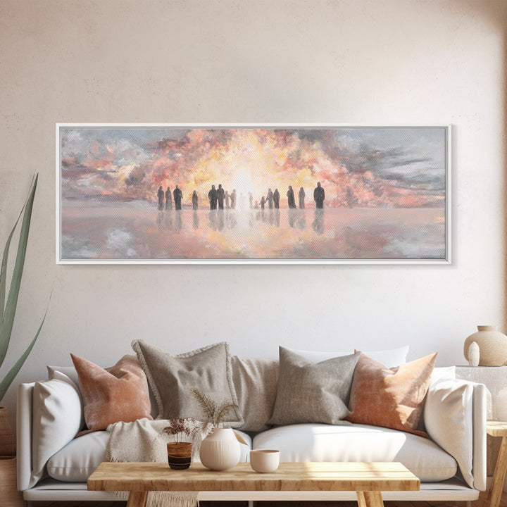 Glory At Dawn – Framed Canvas Print – Panoramic Frame – Christian Art Canvas – Modern Christian Painting – Christian Christmas Art – Christ