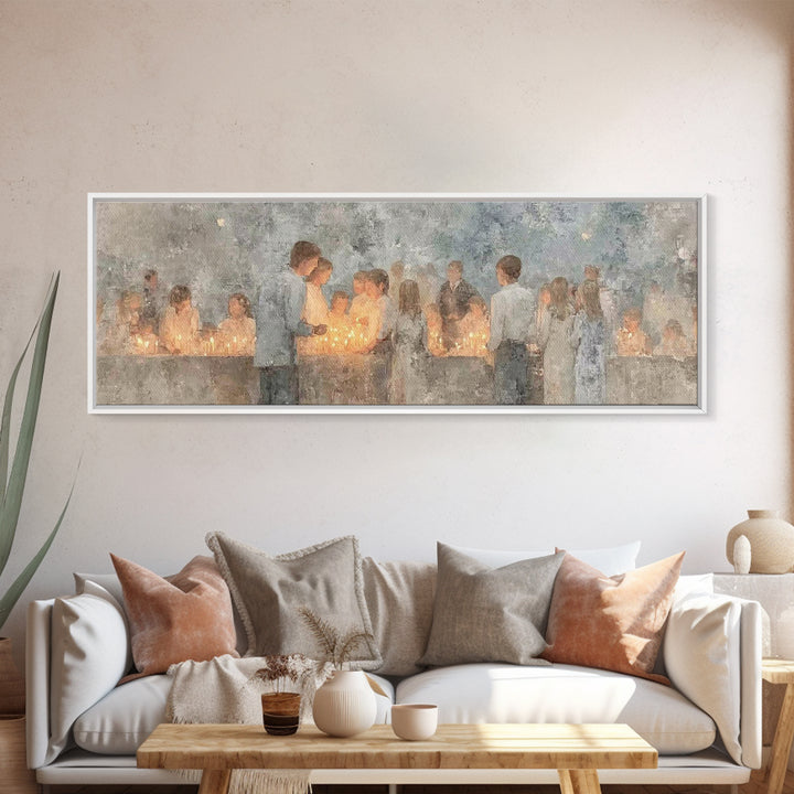 Children Of The Light, Framed Canvas Print, Christian Wall Art, Panoramic Painting, Christian Art Canvas, Christmas Art, Christian Gift