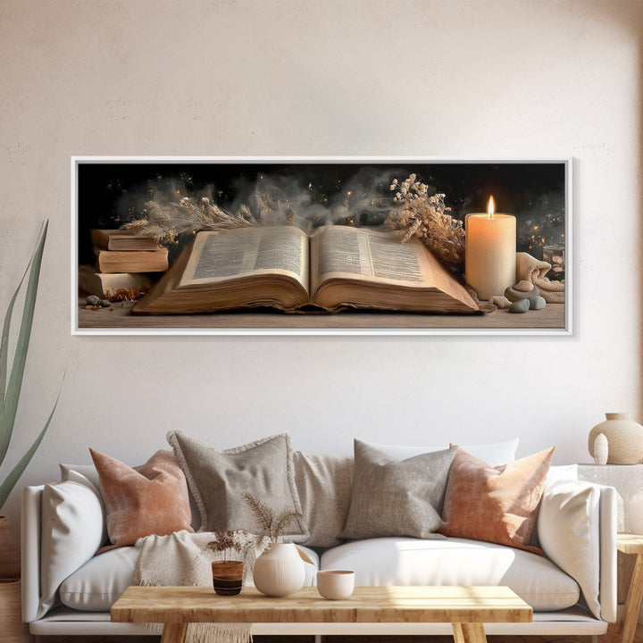 Night Watch Bible – Framed Canvas Print – Panoramic Print – Christian Art Work – Christian Wall Art – Modern Christian Art – Christian Gift