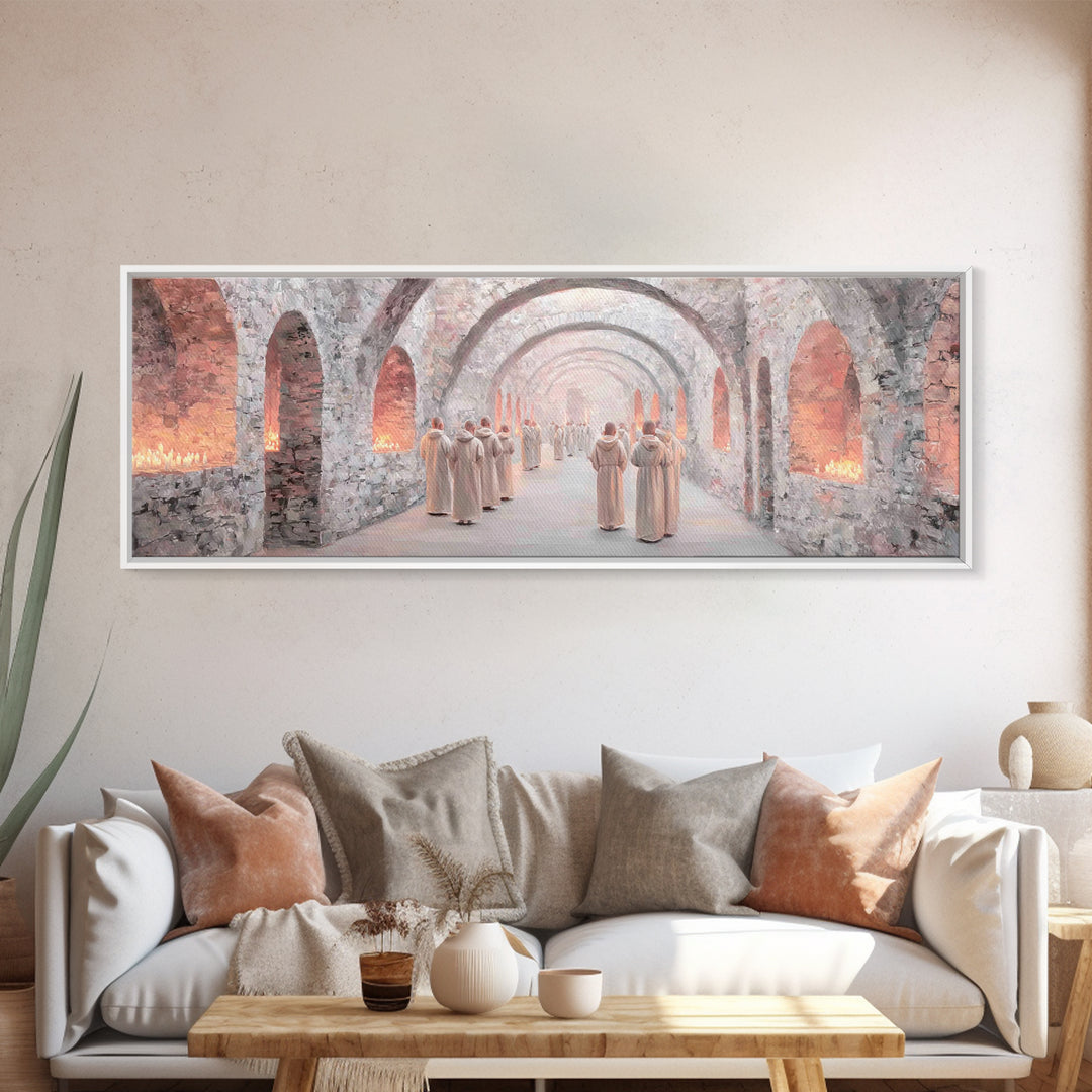 Quiet Reverence | Framed Canvas Print | Christian Art Canvas | Panoramic Painting | Christian Wall Art | Christmas Art | Christian Decor