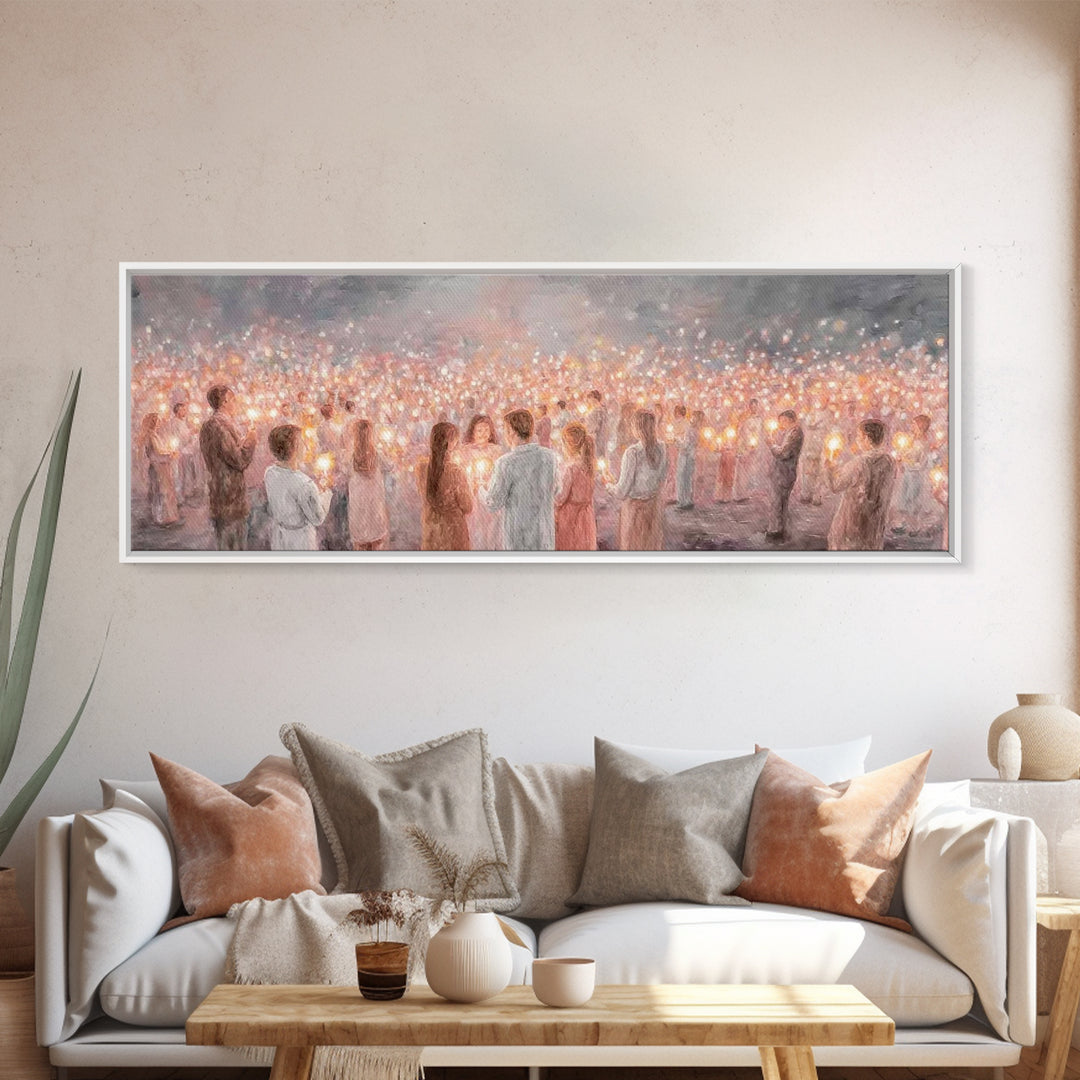 Endless Candle Choir | Framed Canvas Print | Christian Wall Art | Panoramic Print | Christian Art Canvas | Christmas Art | Worship Art