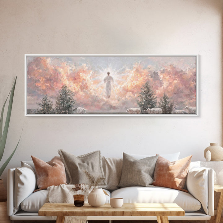 Risen In Glory – Framed Canvas Print – Panoramic Art – Christian Wall Art – Jesus Painting – Christian Art Canvas – Christian Christmas Art