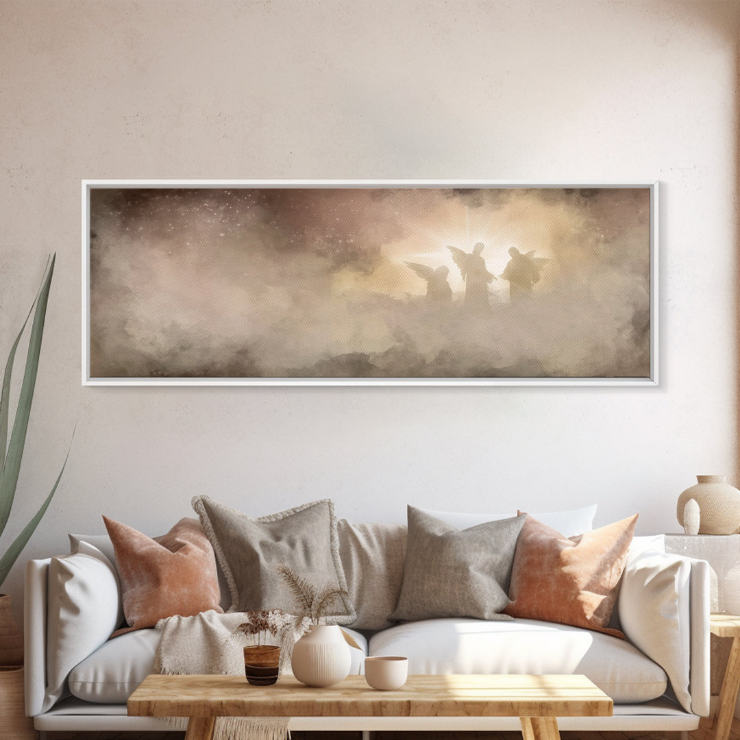 Heavenly Radiance | Framed Canvas Print | Panoramic Wall Art | Christian Art Canvas | Christmas Art | Christian Painting | Christian Decora