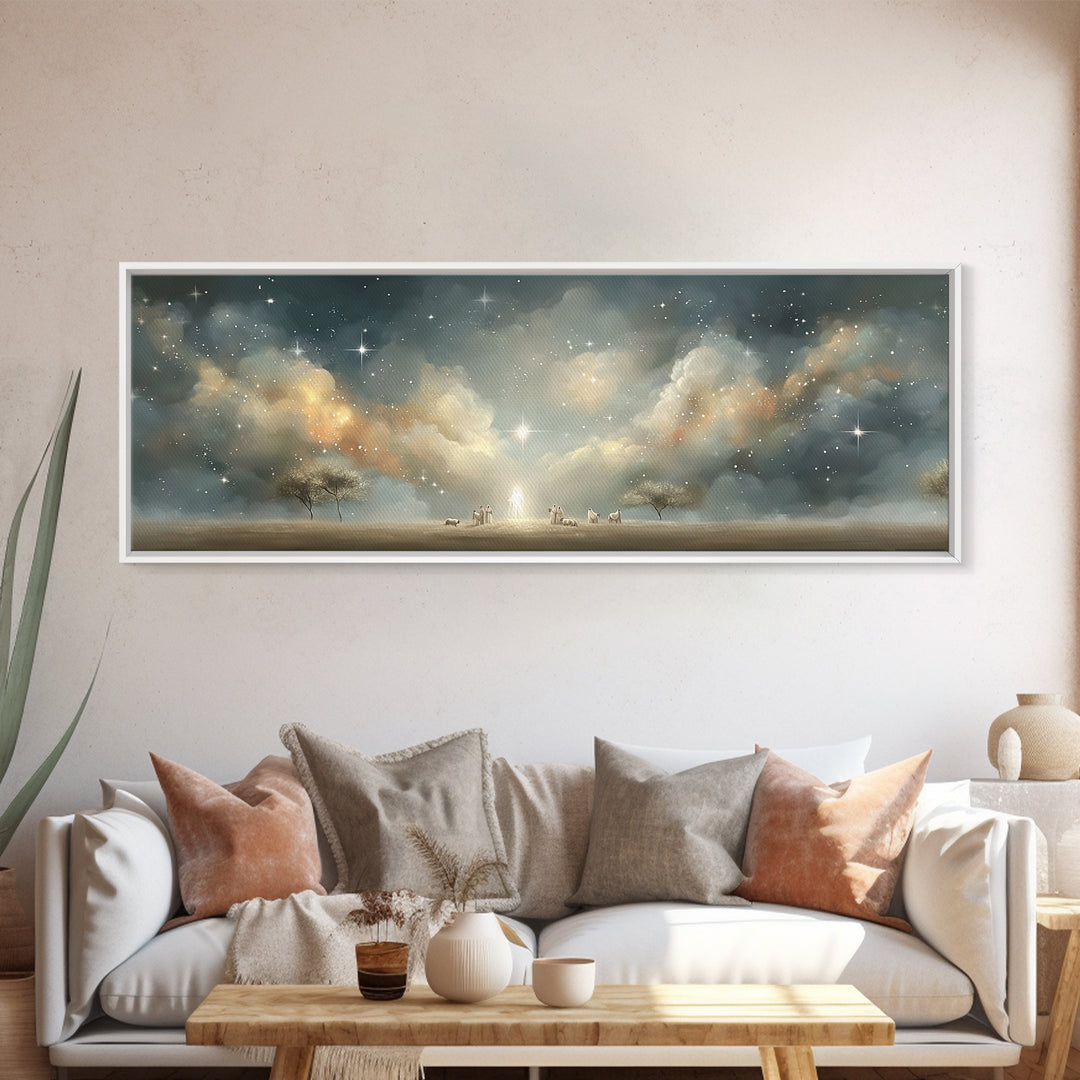 Star Of Salvation – Framed Canvas Print – Panoramic Wall Art – Christian Christmas Art – Christian Art Canvas – Christian Painting – Christ