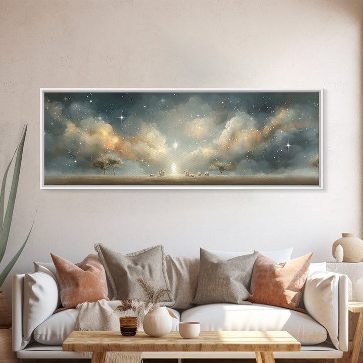 Star Of Salvation – Framed Canvas Print – Panoramic Wall Art – Christian Christmas Art – Christian Art Canvas – Christian Painting – Christ