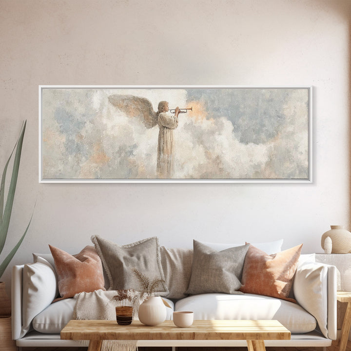 Trumpet Of Dawn – Framed Canvas Print – Panoramic Frame – Christian Art Canvas – Christian Wall Art – Christmas Art – Christian Gifts