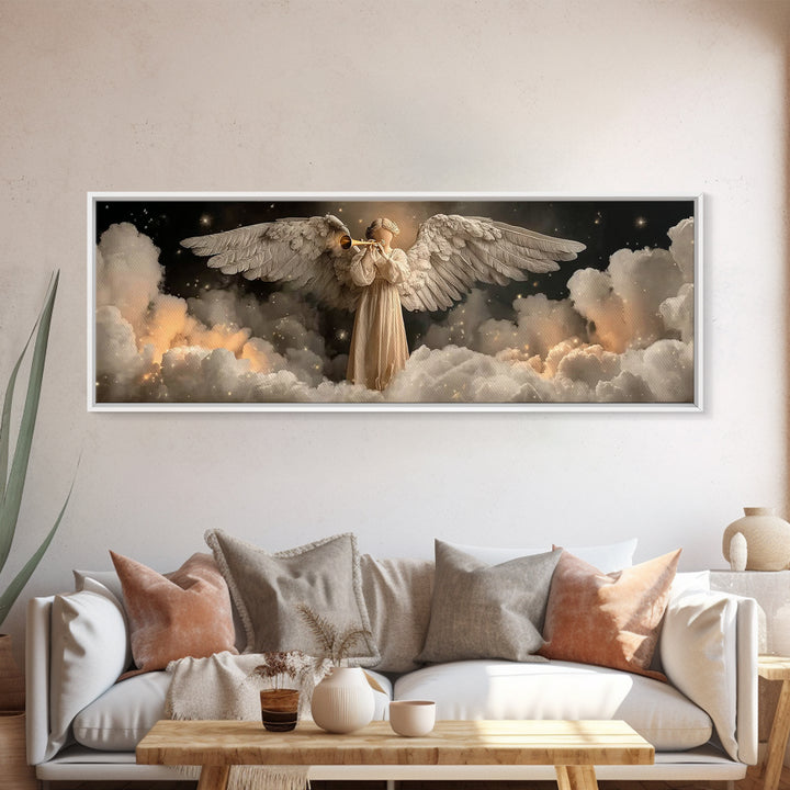 Trumpet Of Dawn – Framed Canvas Print – Christian Art – Christian Christmas Art – Panoramic Painting – Christian Wall Art – Christian Gift