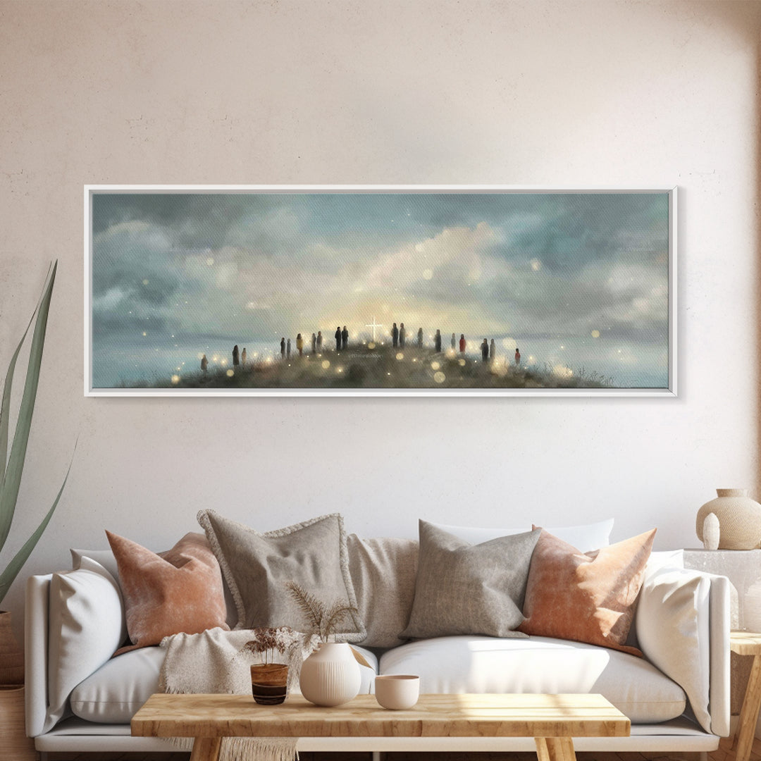 Cloudborne Messenger, Framed Canvas Print, Christian Art Print, Panoramic Frame, Christian Wall Art, Christian Painting, Christmas Art
